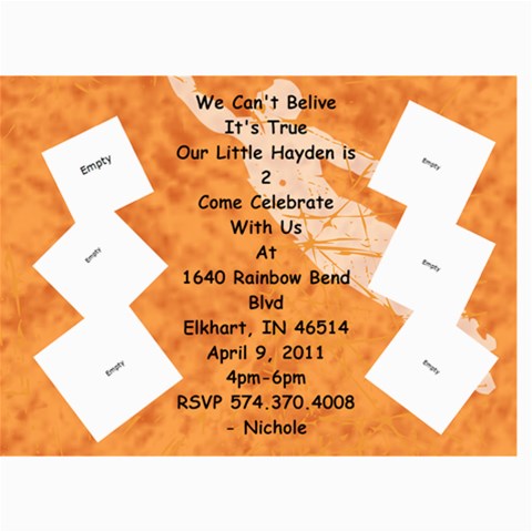 Birthday Invite By Nichole 7 x5  Photo Card - 25