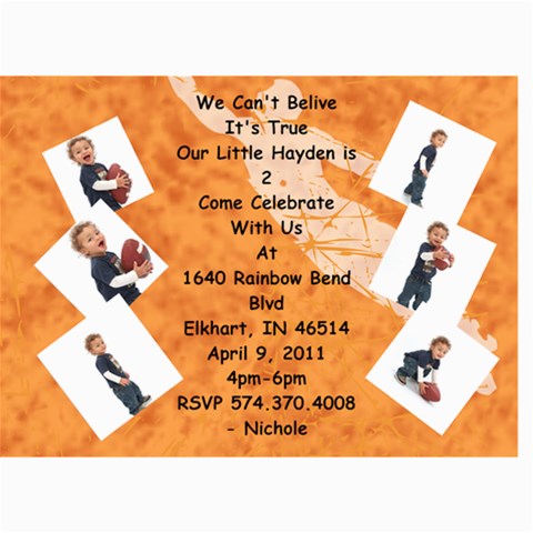 Birthday Invite By Nichole 7 x5  Photo Card - 27