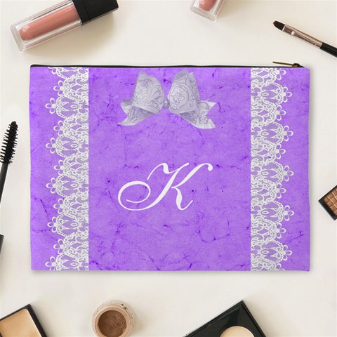 Purple Xl Cosmetic Case By Kim White Back