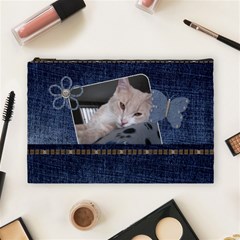 Denim Delight Large Cosmetic Bag - Cosmetic Bag (Large)