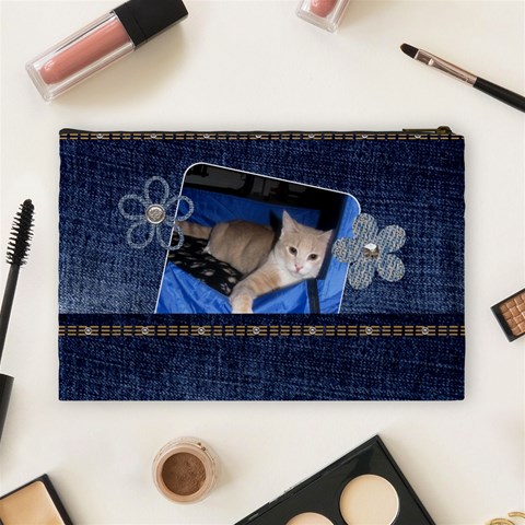 Denim Delight Large Cosmetic Bag By Lil Back