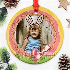 Easter ornament with bunny ears- 2 sides, template - Round Ornament (Two Sides) Easter ornament with bunny ears- 2 sides, template - Round Ornament (Two Sides)