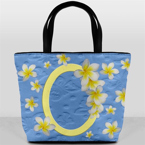 Blue Butterfly And Frangipani Bucket Bag (2sides) By Deborah Back