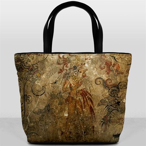 Mayan Wall Painting Bucket Bag By Bags n Brellas Back