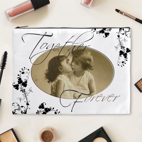 Together Forever Extra Large Cosmetic Bag By Catvinnat Front