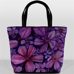 purple flowers bucket bag