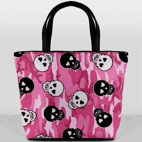 Pink Skull4 Bucket Bag By Bags n Brellas Back