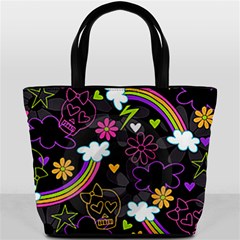 rainbow skulls bucket bag