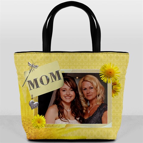 Yellow Floral Mom Bucket Bag By Lil Front