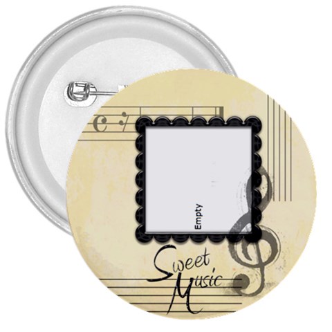 Sweet Music 3 Inch Button Badge By Catvinnat Front