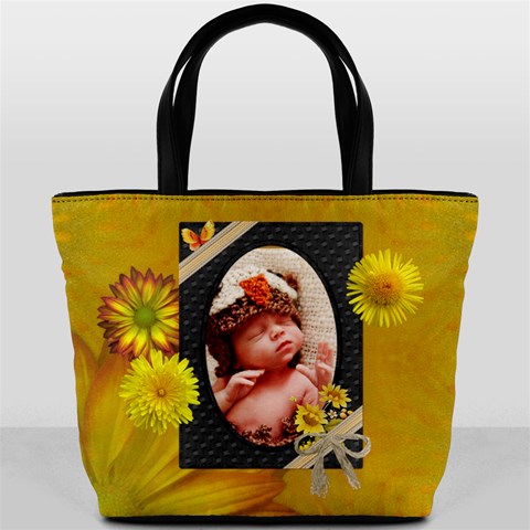 Pretty Yellow Floral Bucket Bag By Lil Front
