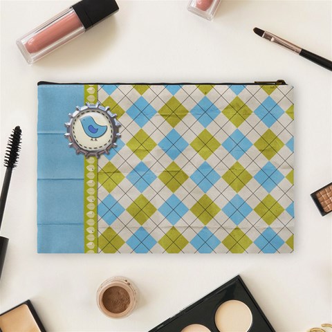 Spring Argyle Plaid Large Cosmetic Bag By Redhead Scraps Back