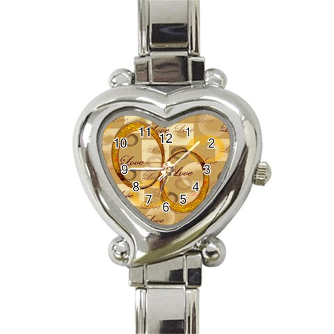 I Heart You Gold Custom Heart Italian Charm Watch By Ellan Front