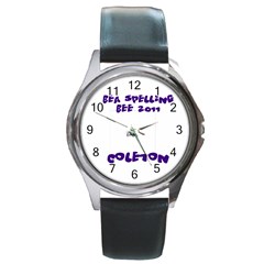 spelling bee watch thick font - Round Metal Watch
