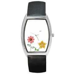 Pretty Flowers Barrel Style Metal Watch