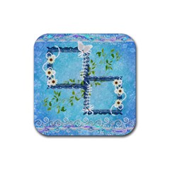 Spring Flower floral blue square rubber coaster - Rubber Coaster (Square) Spring Flower floral blue square rubber coaster - Rubber Coaster (Square)