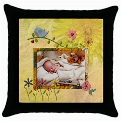 Floral Spring Throw Pillow Case (5 styles) - Throw Pillow Case (Black)
