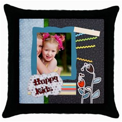 happy kids (5 styles) - Throw Pillow Case (Black) happy kids (5 styles) - Throw Pillow Case (Black)