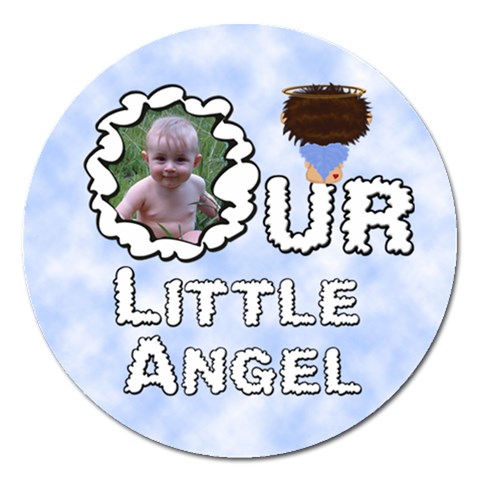 Our Little Angel Boy Round 5 Inch Magnet By Chere s Creations Front