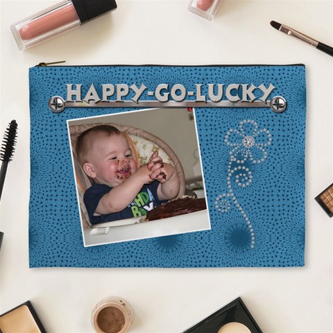 Happy Go Lucky Xl Cosmetic Bag By Lil Front