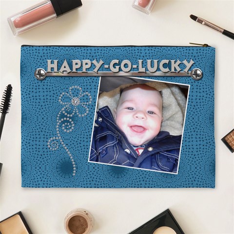 Happy Go Lucky Xl Cosmetic Bag By Lil Back
