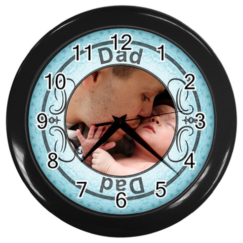 Dad Black Wall Clock By Lil Front