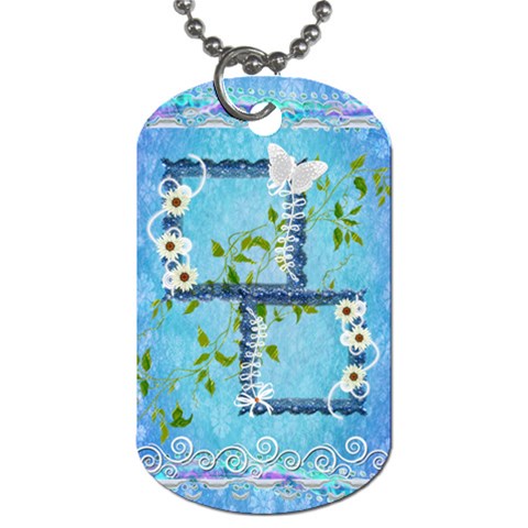 Spring Flower Floral Blue Dog Tag By Ellan Front