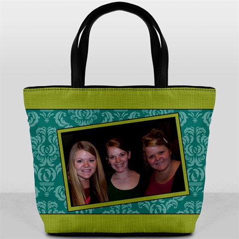 Turquoise & Lime Bucket Bag By Klh Front