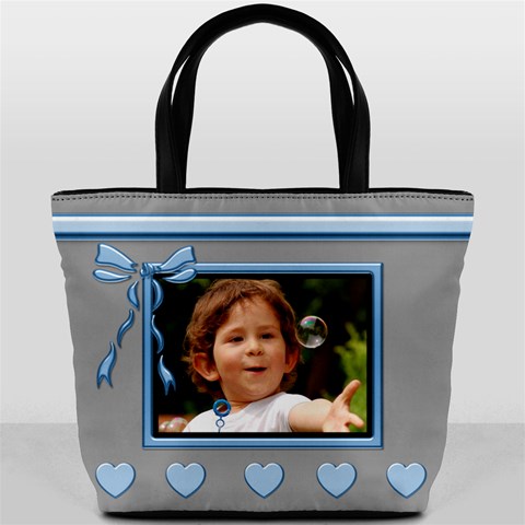 Just Love You Blue And Blue Bucket Bag By Deborah Front