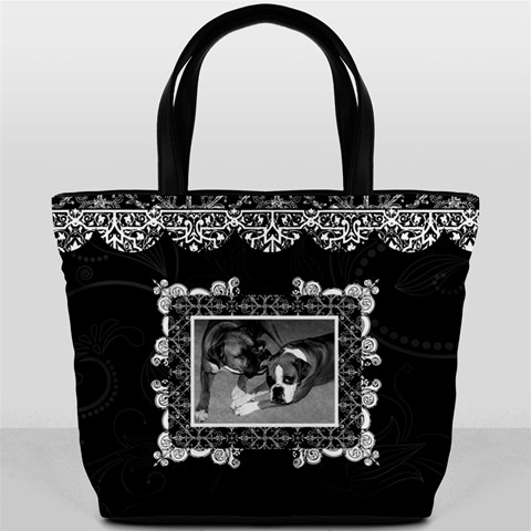 Elegant Black & White Bucket Bag By Klh Front