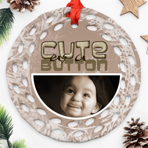 Baby Mine Cute As A Button Double Side Filigree Ornament By Catvinnat Back