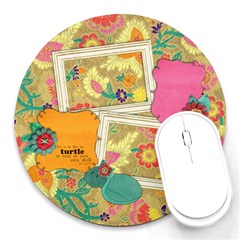 Turtle/floral--round Mousepad