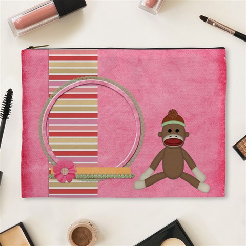 Sock Monkey Love Xl Cosmetic Bag 1 By Lisa Minor Front