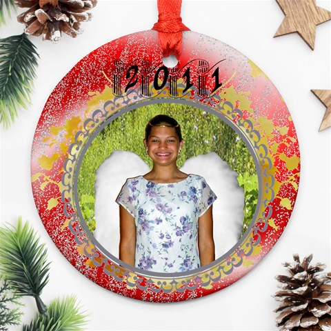 2011 Red Glitter Ornament By Kim Blair Front