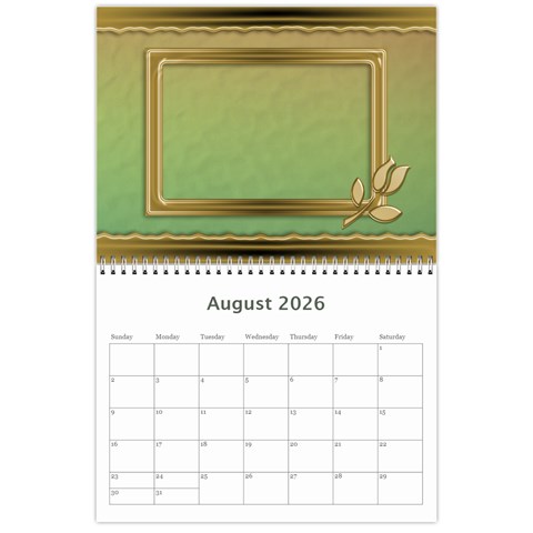 Formal Elegant 2026 (any Year) Calendar By Deborah Aug 2026