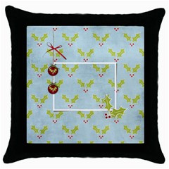 Throw Pillow- Christmas Blue (5 styles) - Throw Pillow Case (Black)