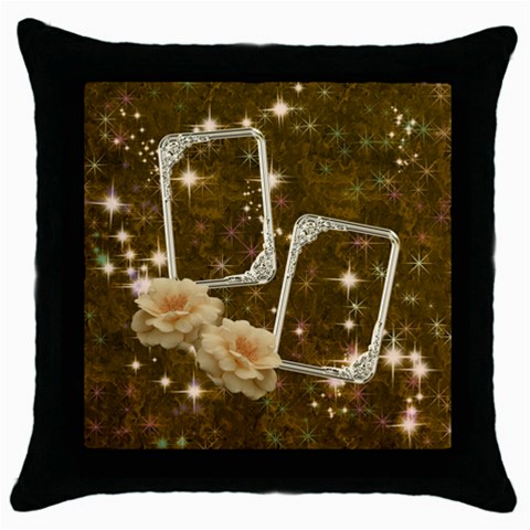 Neutral Gold Star Rose Throw Pillow Case By Ellan Front