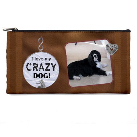 Crazy Dog Pencil Case By Lil Front