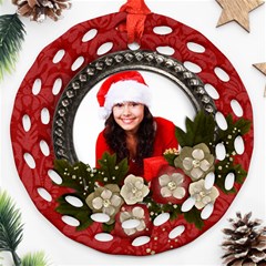 Christmas/Flowers-round filigree ornament (2 sides) - Round Filigree Ornament (Two Sides)