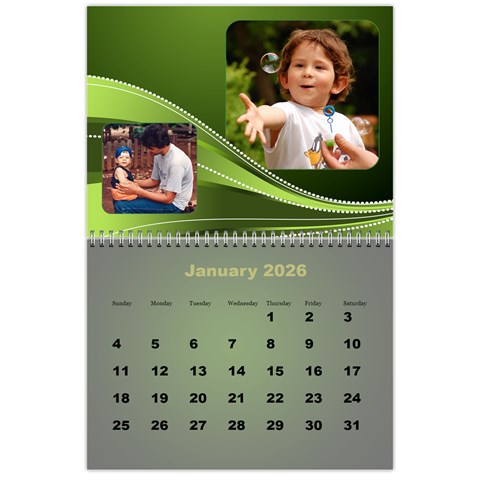 Styled In Green 2026 Calendar (large Numbers) By Deborah Jan 2026
