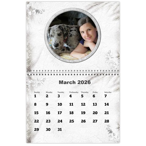 General Purpose Textured 2026 Calendar (large Numbers) By Deborah Mar 2026