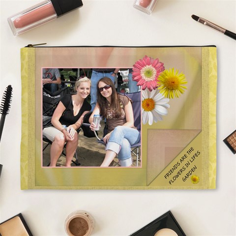 Friends Are Like Flowers Xl Cosmetic Bag By Lil Front