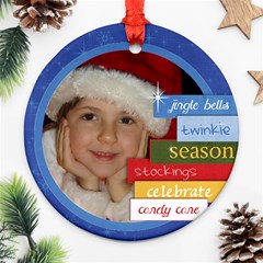 Family/Christmas/Wreath- round ornament (2 sides) - Round Ornament (Two Sides)