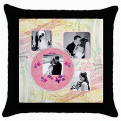 Pretty in Pink Throw Pillow - Throw Pillow Case (Black)