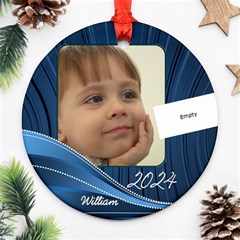 Blue Round gift tag or Ornament - Ornament (Round)