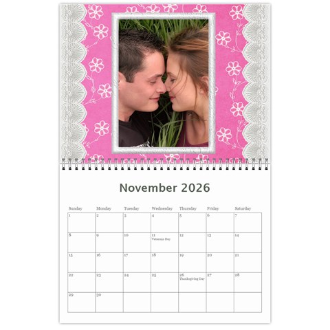 Happy Pink 2026 (any Year) Calendar By Deborah Nov 2026