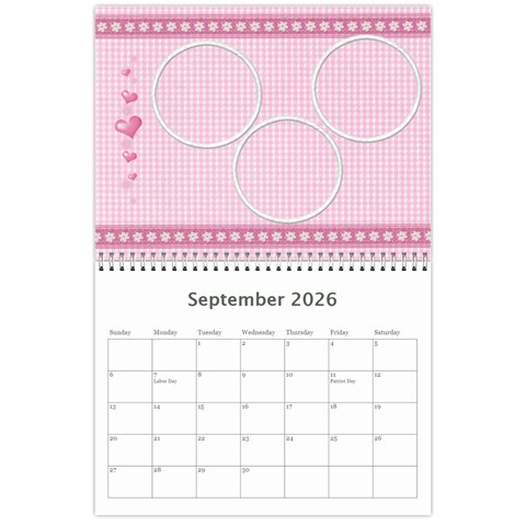 Happy Pink 2026 (any Year) Calendar By Deborah Sep 2026