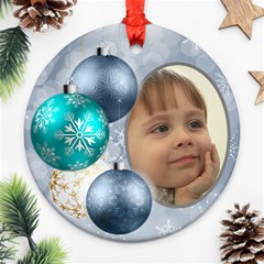 Shades of Pale blue Christmas Round Ornament - Ornament (Round) Shades of Pale blue Christmas Round Ornament - Ornament (Round)