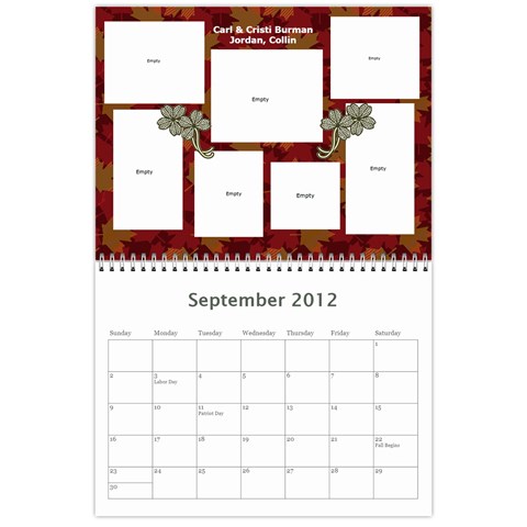 2012 Sandy Family Calendar By Jill Coston Sep 2012