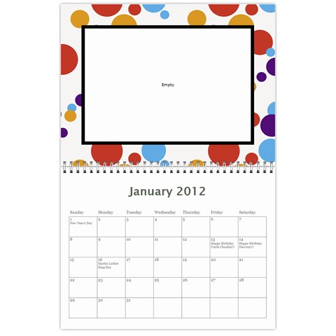 2012 Calendar Friends By Rose Jan 2012